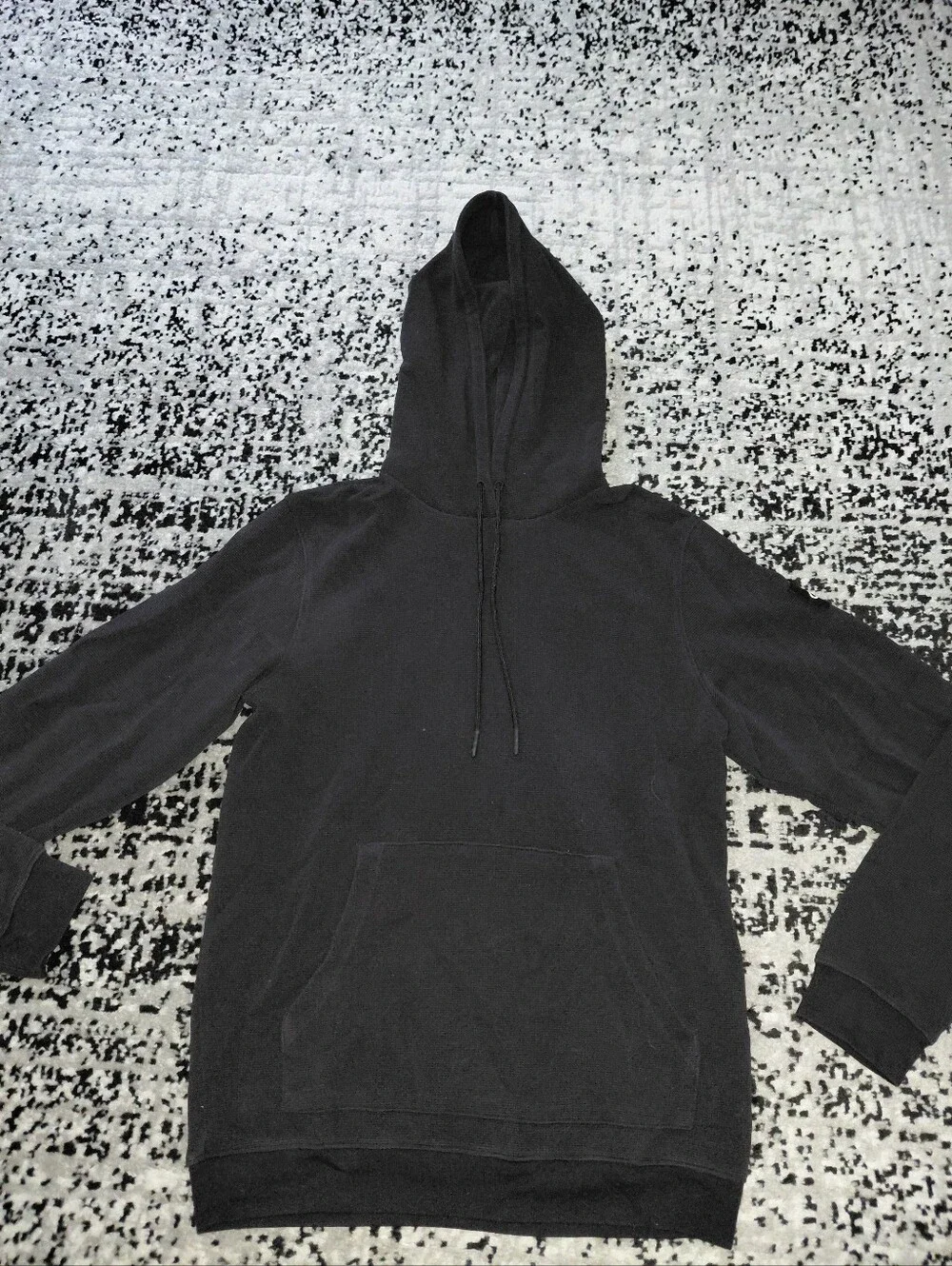 Alo Black Waffle Knit Pullover Hoodie Medium? Minimalist Athleisure CC